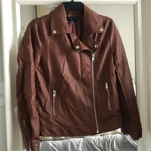 Forever 21 Faux Brown Leather Jacket SZ S